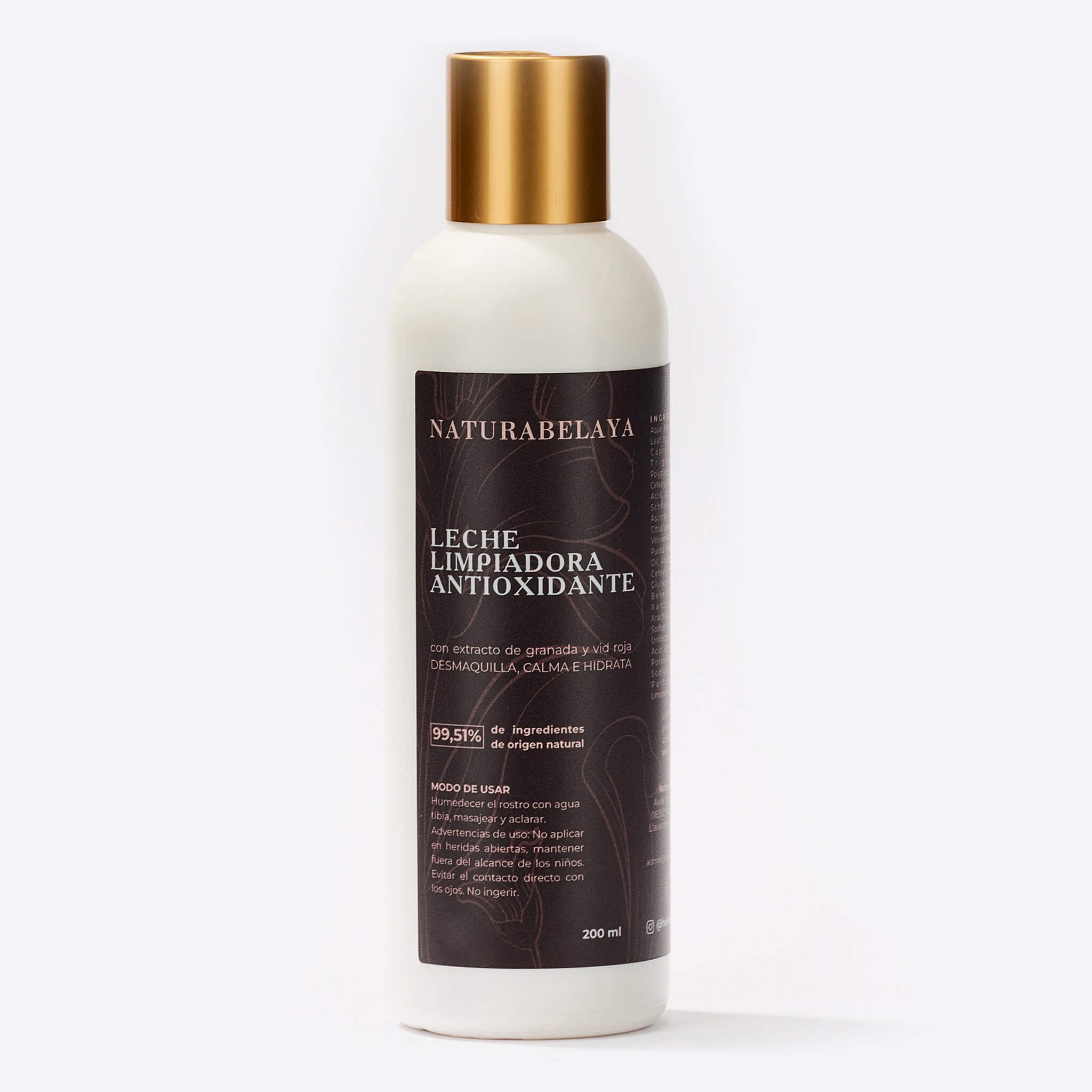 Leche limpiadora antioxidante desmaquilla, calma e hidrata