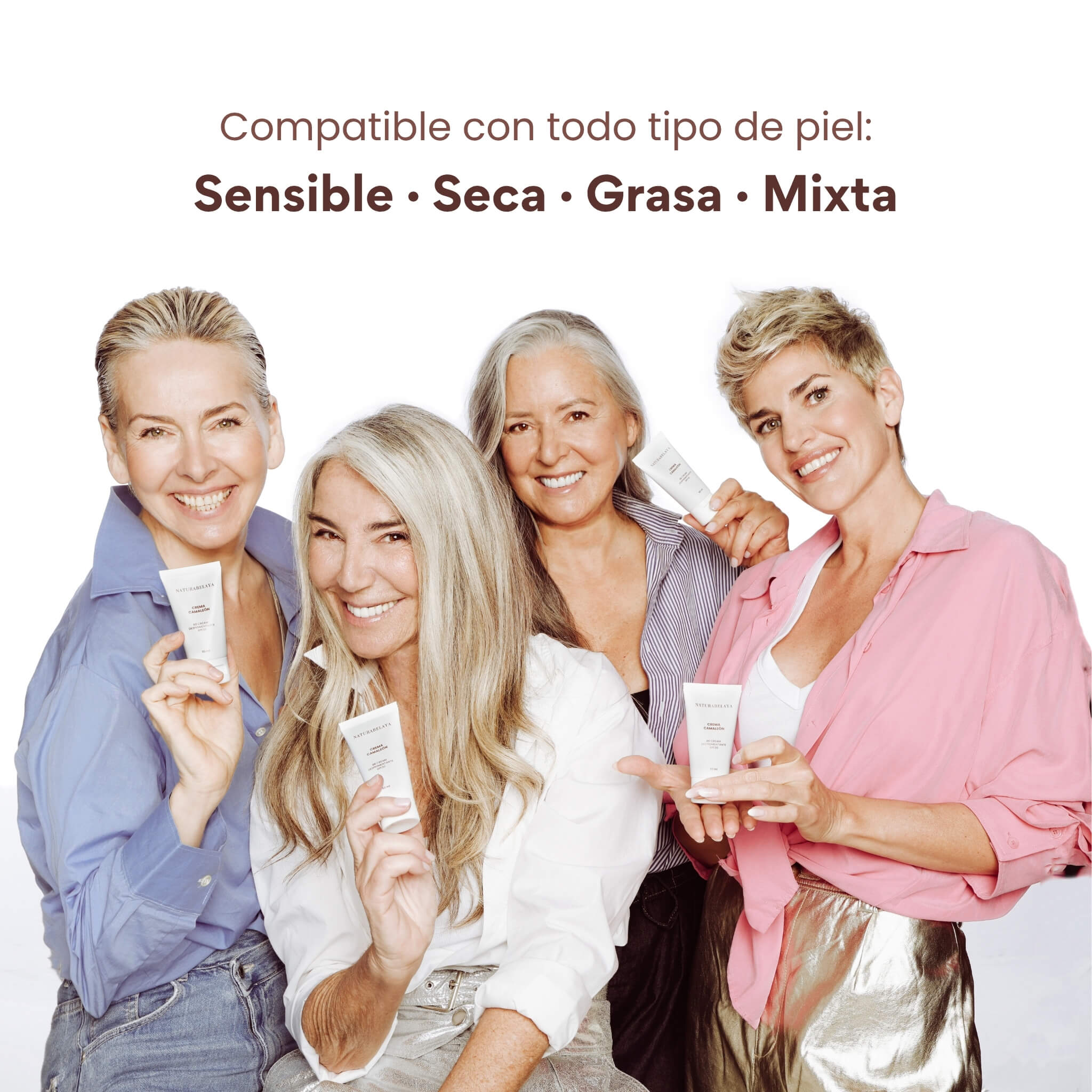 Compatible con todo tipo de piel: Sensible, seca, grasa y mixta.
