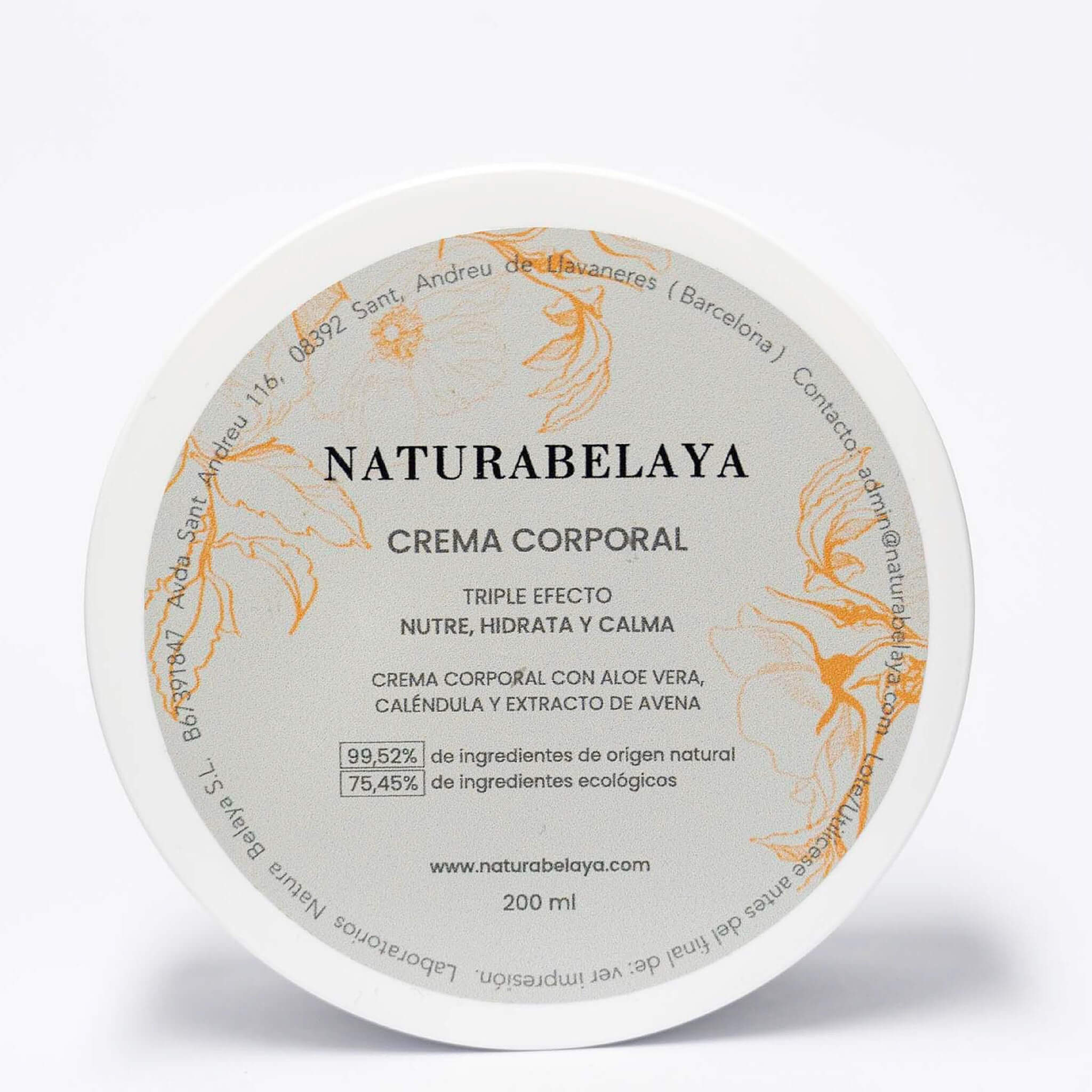 Crema Corporal Triple Efecto con Aloe Vera, Caléndula y Extracto de Avena