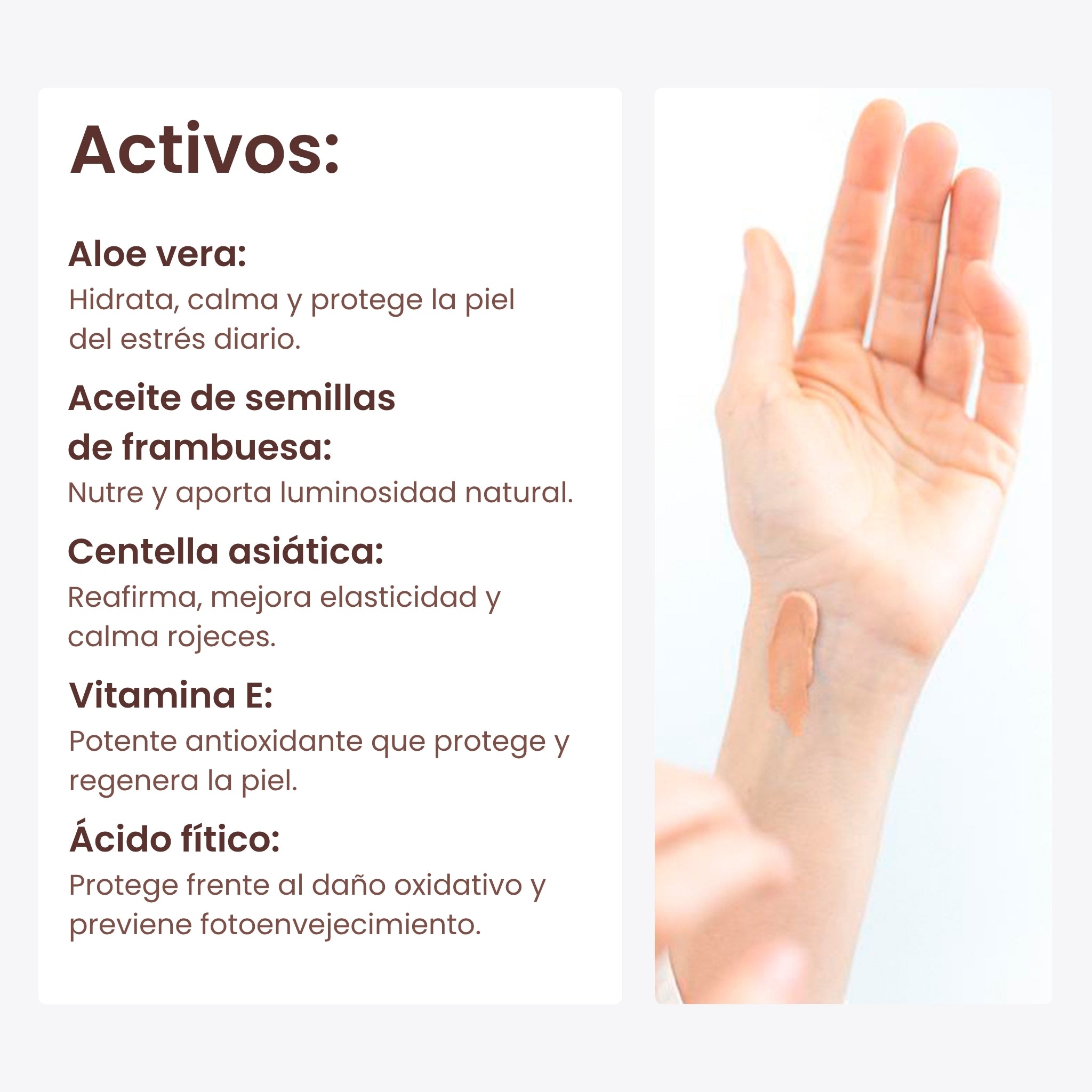 Crema hidratante de día con color SPF30 con Aloe vera, aceite de abisinia y frambuesa