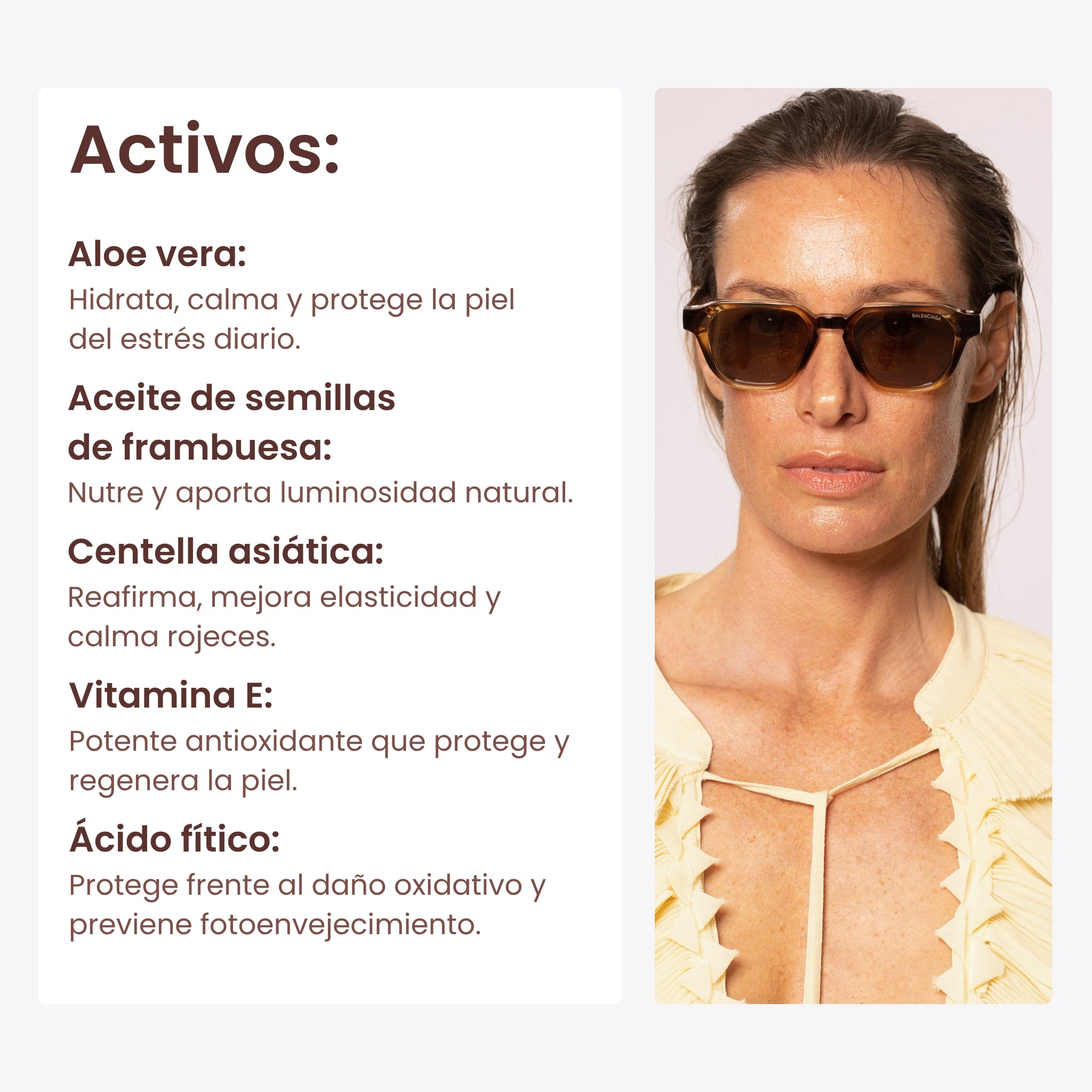 Crema hidratante de día SPF50 con centella asiática y aceite de frambuesa